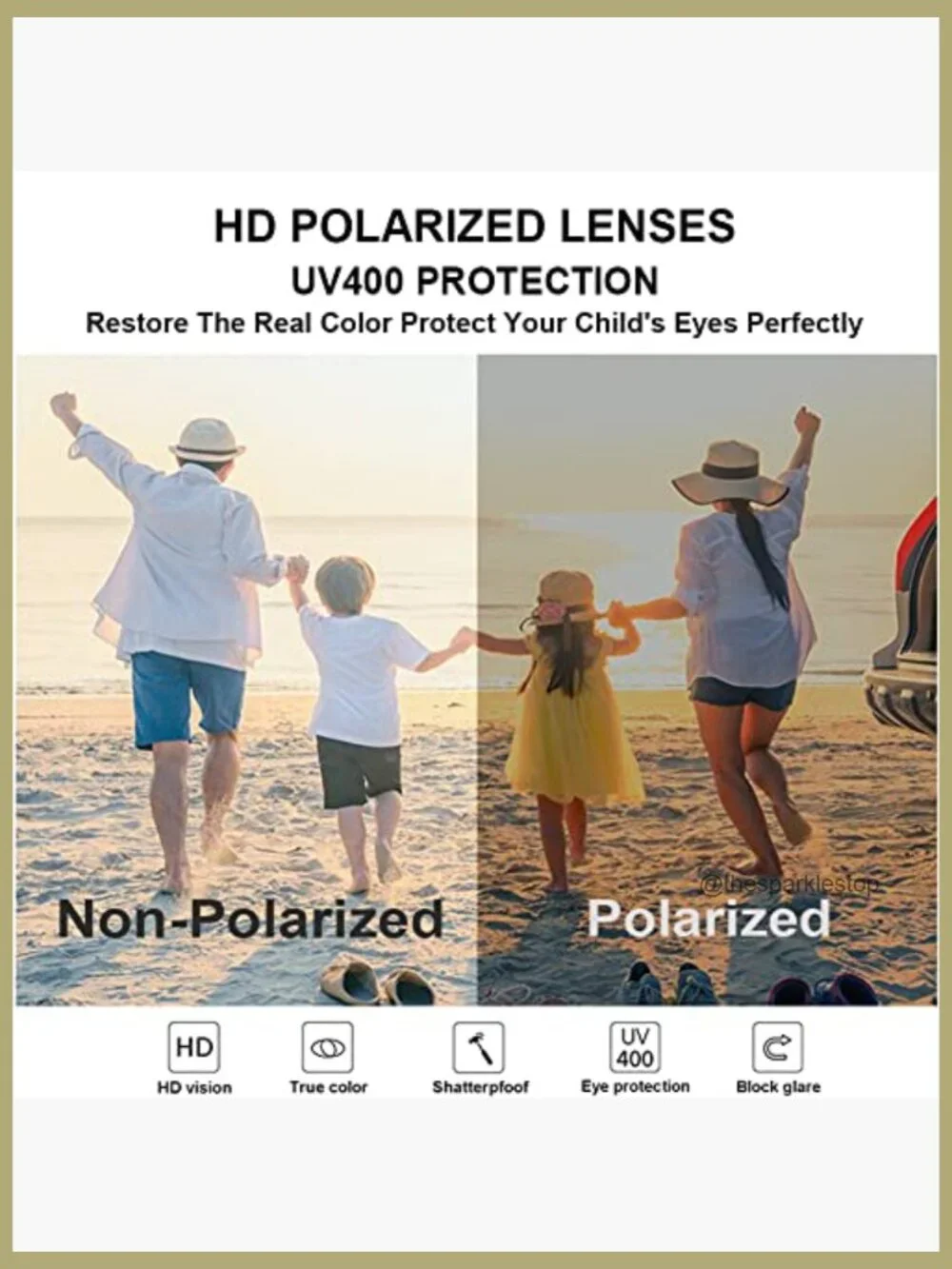 Polarized Aviator Sunglasses for Kids, Metal Frame, UV Protection